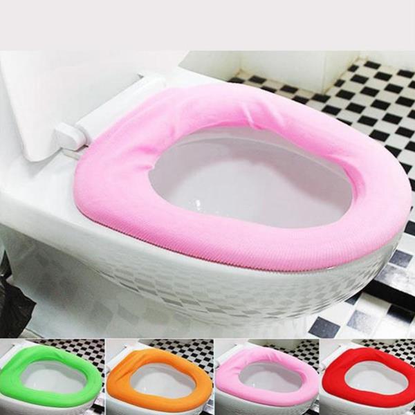  BATHROOM SOFT THICKER WARMER STRETCHABLE WASHABLE CLOTH TOILET SEAT COVER PADS 