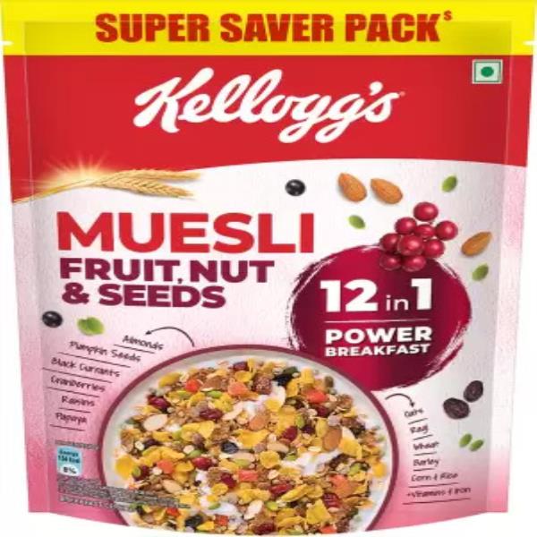 Kellogg's Muesli 21% Fruit, Nut & Seeds, Source of Protein & Fibre, Breakfast Cereal Pouch  (750 g)