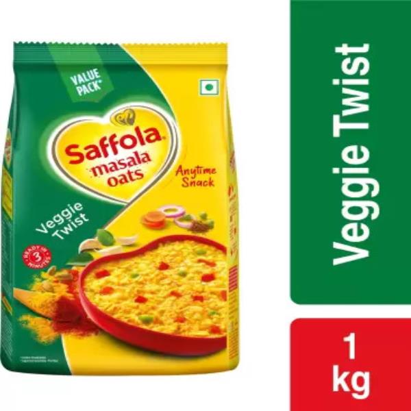 Saffola Masala Oats, Tasty Evening , Healthy Snack, Veggie Twist Pouch  (1 kg)