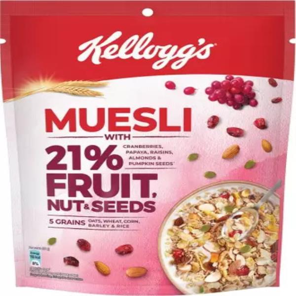 Kellogg's Muesli 21% Fruit, Nut & Seeds, Source of Protein & Fibre, Breakfast Cereal Pouch  (240 g