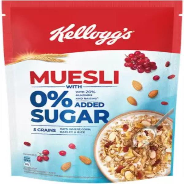 Kellogg's Muesli 0% Added Sugar, 20% Almonds & Raisins, Source of Protein & Fibre, Cereal Pouch  (50