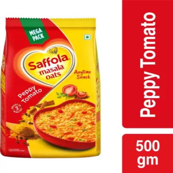 Saffola Masala Oats, Tasty Evening , Healthy Snack, Peppy Tomato Pouch  (500 g)