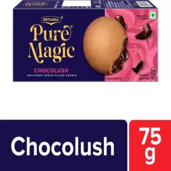 BRITANNIA Pure Magic Chocolush Biscuits Cream Filled  (33% Extra in Pack)  (75 g)