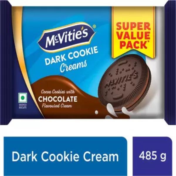 McVitie's Dark Cookie Cream Biscuit with Goodness of Cocoa and Chocolate flavoured cream, Cream Crac