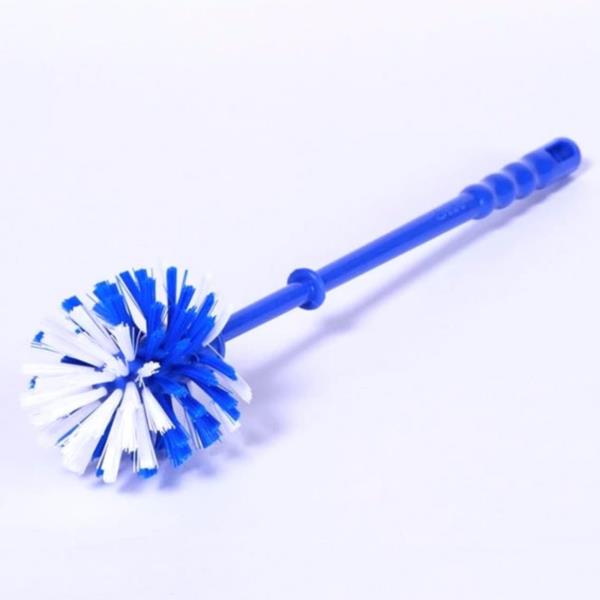 Plastic Round Shape Long Handle Toilet Cleaning Brush with Holder Multicolor 1Pc with Holder 