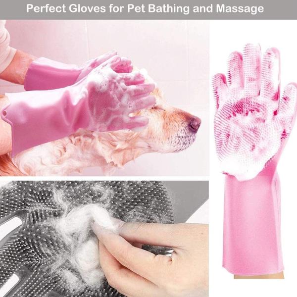 DISHWASHING GLOVES WITH SCRUBBER| SILICONE CLEANING REUSABLE SCRUB GLOVES FOR WASH DISH KITCHEN| BAT