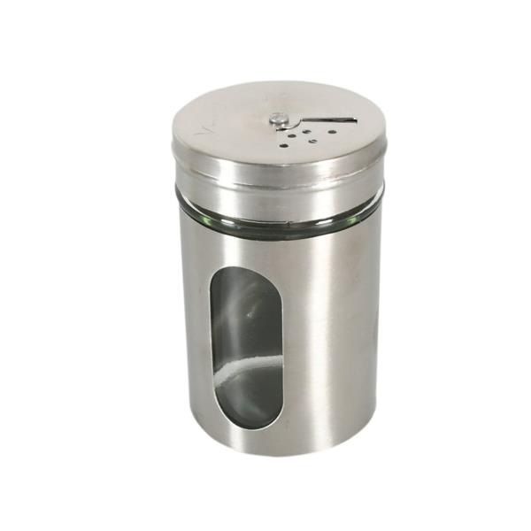MULTI-PURPOSE SEASONING BOTTLE, SALT AND PEPPER SHAKERS STAINLESS STEEL AND GLASS SET WITH ADJUSTABL