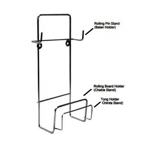  CHAKLA BELAN CHIMTA STAND ROLLING PIN BOARD TONG HOLDER SILVER STAINLESS STEEL MULTI-PURPOSE RACK F