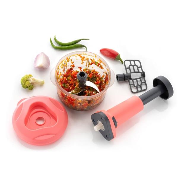 futurist world Hand Push Chopper with 4 Stainless Steel Blades Vegetable & Fruit Choppe